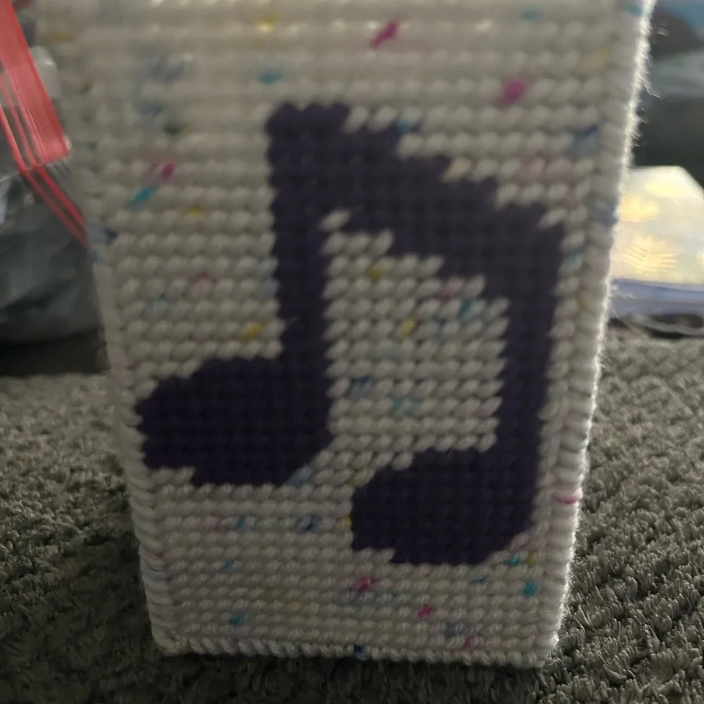 Handcrafted White Speckled Pencil holder with colorful music notes